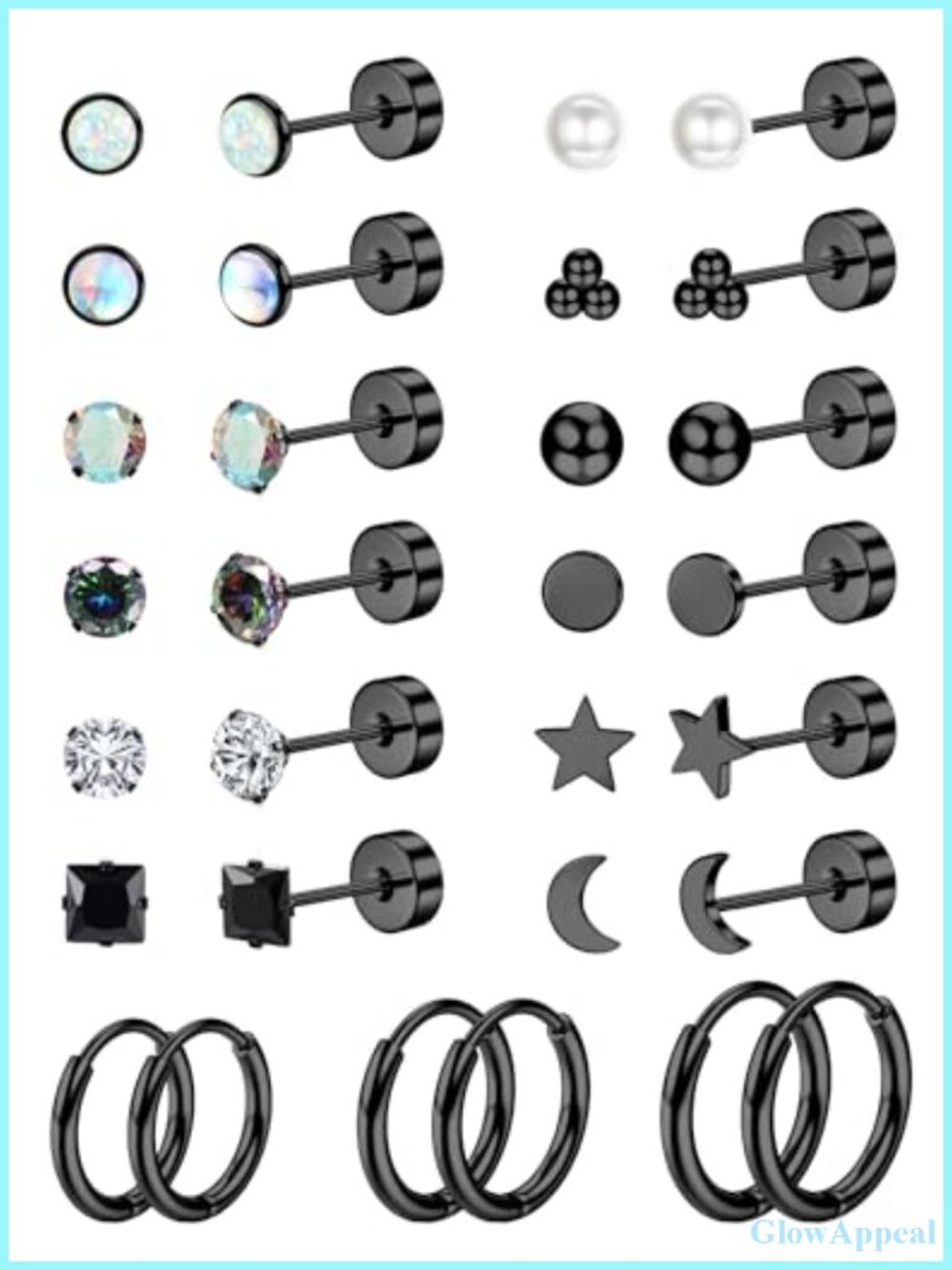 Hypoallergenic Surgical Steel Stud & Hoop Earring Set for Sensitive Ears - 15
